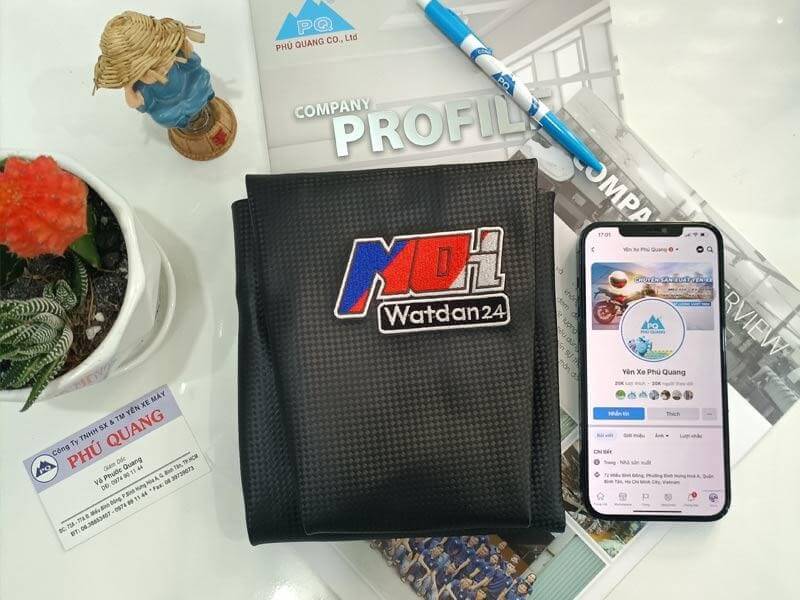 Da yên carbon vân 3D thêu sản xuất bởi xưởng Phú Quang.